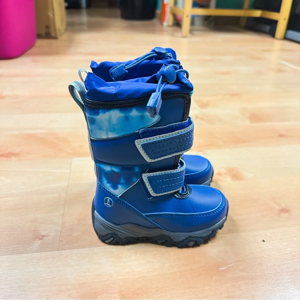 NWOT Lands End Blue Tie Dye Swirl Snow Flurry Insulated Winter Boots Size 7
